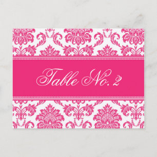 Numéro de table Fuchsia Mariage damassé