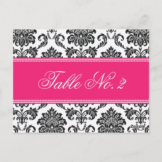 Numéro de table Fuchsia Mariage damassé (Dos)