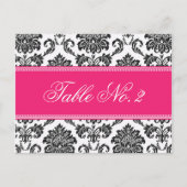 Numéro de table Fuchsia Mariage damassé (Devant)