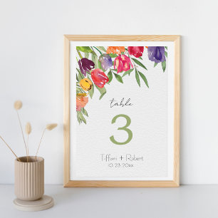Numéro De Table Fun et brillante tulipes et Mariage de verdure