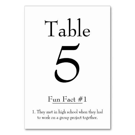 Numéro De Table Fun Fact sur la mariée et la mariée (Par défaut)