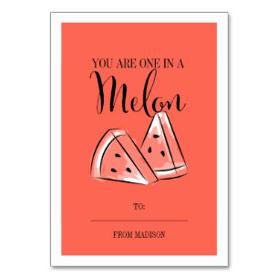 Numéro De Table Fundy Pun de Fruit Melon Classroom Valentine Card