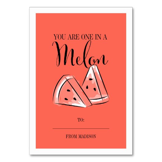 Numéro De Table Fundy Pun de Fruit Melon Classroom Valentine Card (Par défaut)