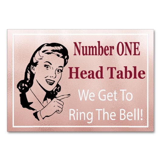 Numéro De Table Funny Retro Rose Gold Bunco Head Table Card (Dos)