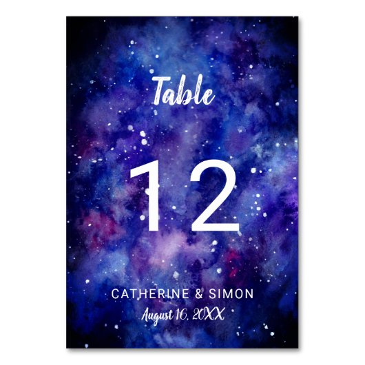 Numéro De Table Galaxie de l'aquarelle nuit étoilée constellation  (Par défaut)