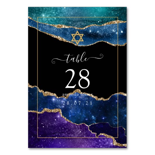 Numéro De Table Galaxy Agate Bat mitzvah (Dos)