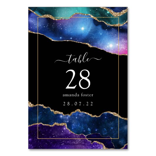 Numéro De Table Galaxy Agate Quinceañera Numéro de tableau (Dos)