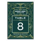 Numéro De Table Gatsby Art déco Gold Green 1920 Mariage Réception (Dos)