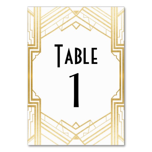 Numéro De Table Gatsby Tableau Numéro 1920 Roaring 20s Mariage (Dos)
