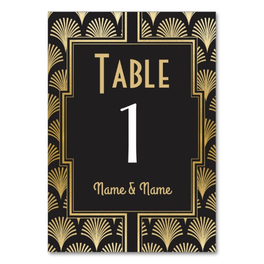 Numéro De Table Gatsby Tableau Numéro 1920 Roaring 20s Mariage (Dos)