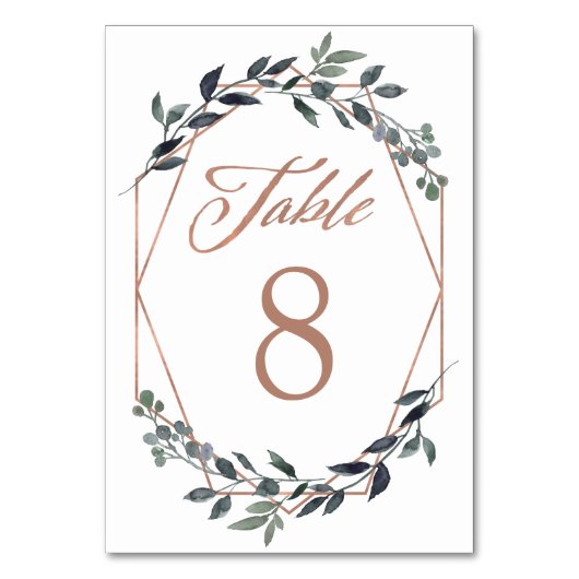 Numéro De Table Geo vert | Mariage or Rose (Dos)