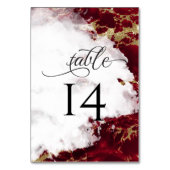 Numéro De Table Géode Aquarelle Grenat Rouge Rubis BarefootBride™ (Dos)