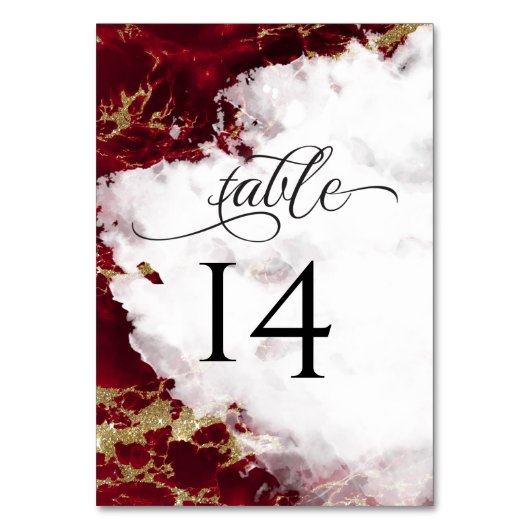 Numéro De Table Géode Aquarelle Grenat Rouge Rubis BarefootBride™ (Par défaut)