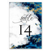 Numéro De Table Géode Aquarelle Saphir Bleu BarefootBride™ (Dos)