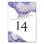 Numéro De Table Géode d'aquarelle Améthyste moderne BarefootBride™ (Dos)