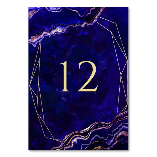 Numéro De Table Géode géométrique moderne Bleu violet Rose Or Agat (Par défaut)