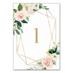 Numéro De Table Géométrique Aquarelle Fleurs de Printemps Table 1