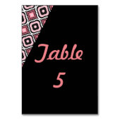 Numéro De Table Géométrique Chic Rose et Noir (Dos)