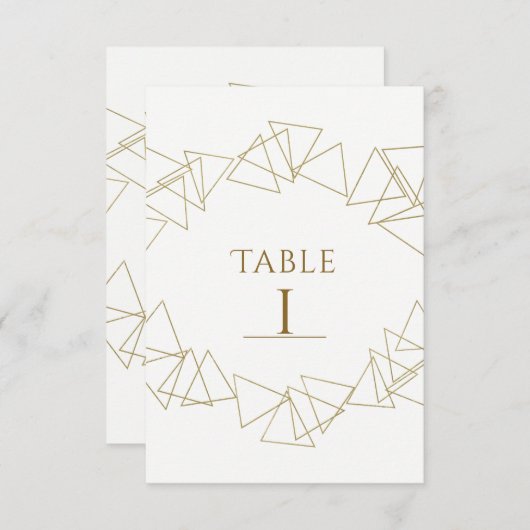 Numéro de table géométrique triangulaire doré mode (Devant / Derrière)