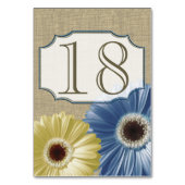 Numéro De Table Gerbera Daisy bleu et jaune Nombre (Dos)