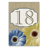 Numéro De Table Gerbera Daisy bleu et jaune Nombre (Par défaut)