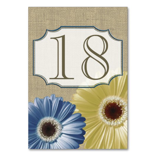Numéro De Table Gerbera Daisy bleu et jaune Nombre (Par défaut)