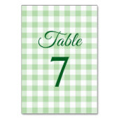 Numéro De Table Gingham carreaux vert pâle Calligraphie élégante (Par défaut)