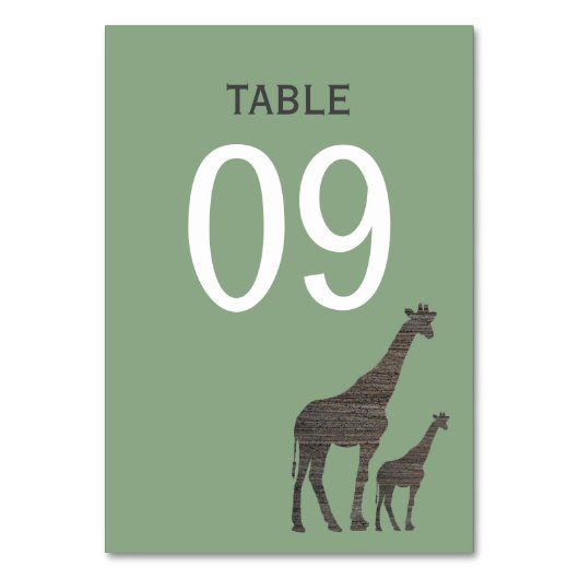 Numéro De Table Giraffe Safari d'argile, Mariage rustique (Dos)