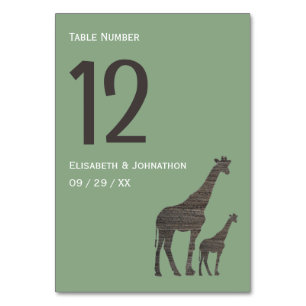 Numéro De Table Giraffe Safari d'argile, Mariage rustique