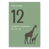 Numéro De Table Giraffe Safari d'argile, Mariage rustique (Dos)
