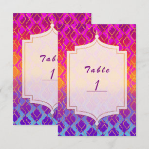 Numéro de table Glam arabe marocain Couleurs vives