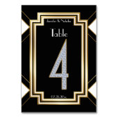 Numéro De Table Glam Art Deco Diamond Mariage Table Numéro Quatre (Dos)
