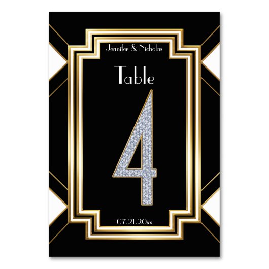 Numéro De Table Glam Art Deco Diamond Mariage Table Numéro Quatre (Par défaut)