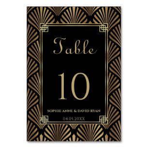 Numéro De Table Glam Black Gold Art Déco Roaring Mariage des année