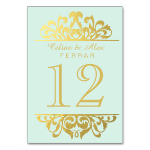 Numéro De Table Glam Gold Foil Flourish Numéros de tableau or à