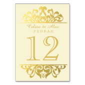 Numéro De Table Glam Gold Foil Flourish Numéros de tableau | or d' (Dos)