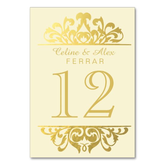 Numéro De Table Glam Gold Foil Flourish Numéros de tableau | or d' (Par défaut)