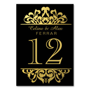 Numéro De Table Glam Gold Foil Flourish Numéros de tableau or no