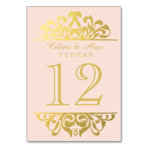 Numéro De Table Glam Gold Foil Flourish Numéros de tableau   or ro