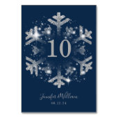 Numéro De Table Glam Snowflake Xmas Mariage Silver Navy (Dos)