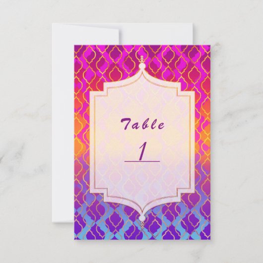 Numéro de table glamour arabe marocain aux couleur (Devant)