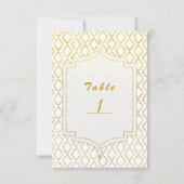 Numéro de table glamour arabe marocain or et blanc (Devant)