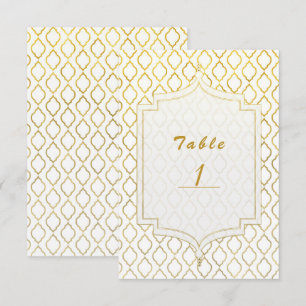 Numéro de table glamour arabe marocain or et blanc