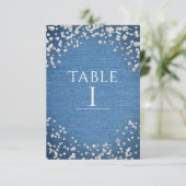 Numéro de table Glamour Denim & Diamants dispersés (Debout devant)