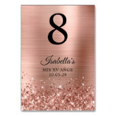 Numéro De Table Glitter Rose Gold Foil Mis XV Anos (Dos)