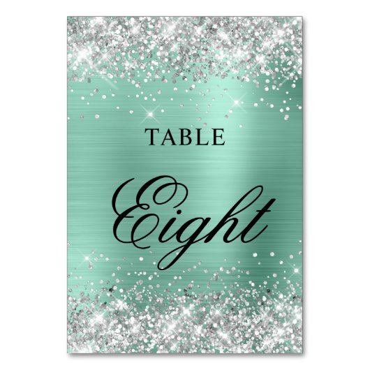 Numéro De Table Glitterie Argent Lumière Turquoise Foil Fancy Call (Dos)