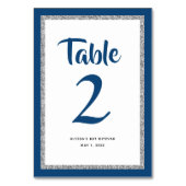 Numéro De Table Glittery Bat mitzvah Marine Bleu et argent (Par défaut)