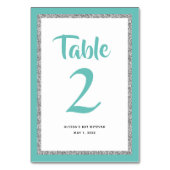 Numéro De Table Glittery Bat mitzvah Turquoise et Silver (Par défaut)