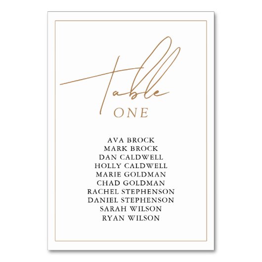 Numéro De Table Gold1 Signal élégant Mariage Seating Chart imprima (Par défaut)