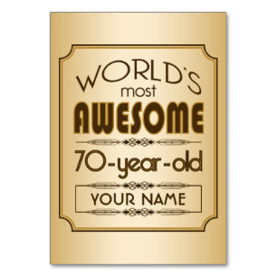 Numéro De Table Gold 70th Anniversaire Célébration Monde meilleur